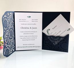 Laser Cut Wedding Invitations OEM in 41 Colours Customised Hollow Folding Personalised Wedding Invitation Cards BW-HK168