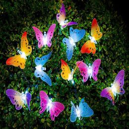 12pcs LED Butterfly garden decoration Fibre Optic Fairy Outdoor Garden Lights Patio Fence Ornament light tuinverlichting