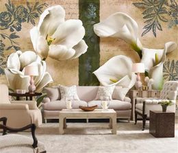 Custom Mural 3d Wallpaper Calligraphy Flower European Style Living Room Bedroom Background Wall Decoration Mural Wall paper