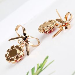 Fashion-Women's Earring 2018 Autumn and winter gold bow and diamond earrings personality luxury temperament zircon earrings