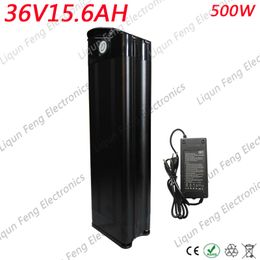 US EU NO tax 36V 500W Silver Fish Black 36V 15AH E-bike Lithium ion Battery Electric Bicycle use18650 cell Battery with charger.