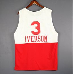 Custom Men Youth women Vintage Allen Iverson red white College Basketball Jersey Size S-4XL or custom any name or number jersey