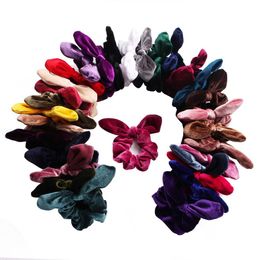 30Color Velvet band Elastic Hair Scrunchies Scrunchy Hairbands Head Band Ponytail Holder Girls accessories Child Hair Accessories Bunny Ears