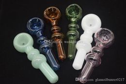 wholesale cheap mini Colourful 4.8inch gourd glass tobacco pipe thick heady glass hand spoon dry herb pipe for smoking