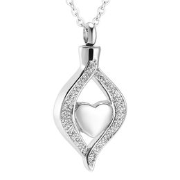 Crystal Teardrop Heart Cremation Jewelry Cremation Urn Pendant Memorial Necklace for Women Stainless Steel Ashes Holder Keepsake Jewelry