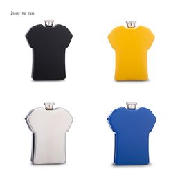 100% 18/8 Stainless steel T-shirt hip flask for liquor Colour can be mixed ,Leak-Proof with Funnel for Men and Women