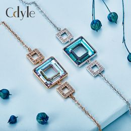 Fashion-- accessories geometric crystal bracelet European and American exaggerated square rose gold bracelet