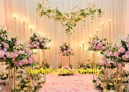 New style Modern gold painted Metal Wreath Flower Stand Wedding Walkway decor 1060