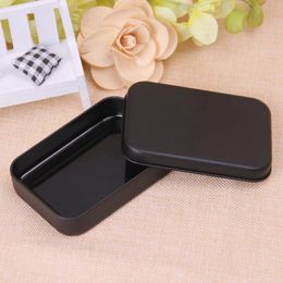 Empty Black Metal Storage Box Mini Tin Gift Box Small Case Organiser For Money Coin Candy Keys Playing Card Boxes LX1236