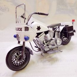 Tinplate Vintage Police Motorcycle Diecast Model Cars, Handmade Ornament, Party Kid' Birthday Gift, Collecting, Home Decoration
