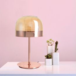 Moderne rosa Rose Gold, Eisen, Glas Nachttischlampe für Nacht Schlafzimmer Wohnzimmer Leuchte Wohnkultur