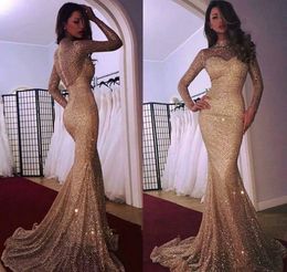 2019 Cheap Sequins Long Sleeves Evening Dress Elegant Arabic Dubai Mermaid Holiday Women Wear Formal Party Prom Gown Custom Made Plus Size