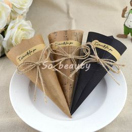 100pcs Kraft Paper Cones Bouquet Candy Boxes Wedding Favor Holders Birthday Party Sweet Tube Gift Box