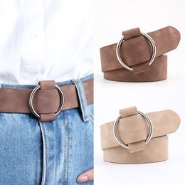 Wholesale- luxury designer belt leather belt Newest Round buckle belts female leisure jeans wild without pin metal buckle strap belt