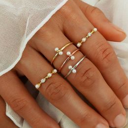 2019 Fashion Simple Mini Pearl Rings Gold Silver Rings For Women Stylish Wedding Jewellery Statement Rings