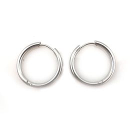 12 Pairs High Quality Silver Colour Stainless Steel Loop Earrings Without Fading 15mm 17mm 19mm 23mm For Choose