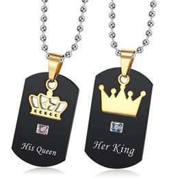 new personality trend fashion titanium steel jewelry classic romantic her king his queen couple pendant necklace