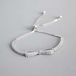 Ruifan Fashion Box Chain Bowknot 100% 925 Sterling Silver Bracelet Ladies Cubic Zircon Bracelets Female Women Jewellery Ybr057 Y19061003