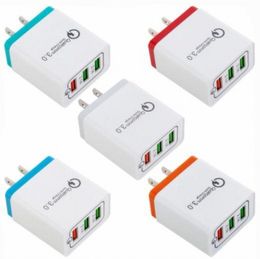 New QC 3.0 Fast Usb Wall Travel Charger Quick Charge 3.0 Multi Usb Mobile Phone Charger 3 Ports EU US Portable Fast Charger Cellphone