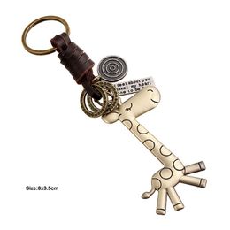 Giraffe Key ring Cartoon Animal Ciraffe keychain Letter Tag I Feel About you bag hangs fashion Jewellery Drop Ship