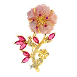 DIY fashion pearl Jewellery natural freshwater pearl brooch shell flower shaped copper brooch empty bracket