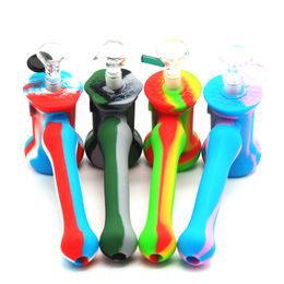 Smoking Pipe Tube Factory Wholesale Silicone Hammer-Shape Bubbler Percolator Bubbler Water Pipe Dry Herb Tobacco Pipe Silicone Bong