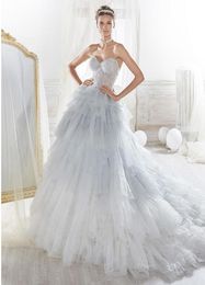 Charming Tulle Sweetheart Neckline See-through A-line Wedding Dress With Beadings & Ruffles Silver Ivory Colourful Wedding Gowns Custom Made