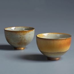 Vintage Coarse Pottery Tea Master Cup Japanese Style Tea Bowl Ceramics Creative Small Tea Bowl Home Decor
