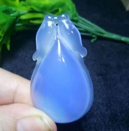 Chalcedony Ruyi pendant sweater chain blue ice seed chalcedony pendant jade gift jewelry factory direct sales