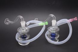 10mm Glass Bongs Spiral Recycler Dab oil Rigs Water Pipe 10mm Joint Water Bong with Banger and hose