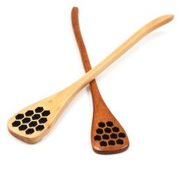 Wood Carved Honey Stir Honey Spoon Honeycomb Carved Honey kitchen Tools Tableware Accessories Environmental Wood Egg Spoon EEA1255-1