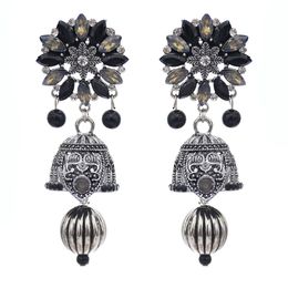 Big Size Crystal with Alloy Rhinestones Bells Tassel Earrings for Woman Wedding Gift Nation Jewellery