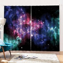 3d Curtain Bedroom Fantasy Bright Planet Space Decoration Indoor Living Room Bedroom Kitchen Window Blackout Curtain