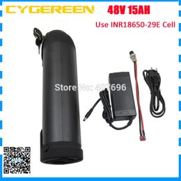 48V water Bottle battery 750W 48V 15AH Lithium e-bike battery pack use 29E 2900mah cell 20A BMS with 54.6V 2A Charger