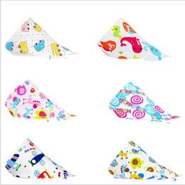 INS Baby Bibs Burp Cloths Infant Triangle Bibs Bandana Scarf Newborn Cartoon Saliva Waterproof Cotton Double Layer Button Bib Turban EZYQ407