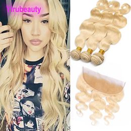 Indian Hair Bundles With 13x4 Lace Frontal Pre Plucked Body Wave 3 Bundles With Frontal 4 Pieces/lot Human Hair Extensions
