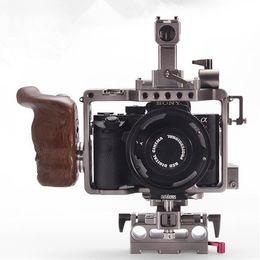 Freeshipping Tilta ES-T17A A7 camera dslr Rig A7S A7S2 A7R A7R2 Rig Cage + Baseplate + Wooden Handle For SONY A7 TILTA ES-T17-A