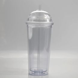 20oz Acrylic Tumbler Clear Plastic Tumblers with Lids and Straws Water Cup Travel Cups Ocean Shipping