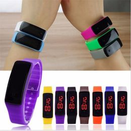Hot wholesale New Fashion Sport LED Watches Candy Jelly men women Silicone Rubber Touch Screen Digital Watches Bracelet Wrist watch dc482