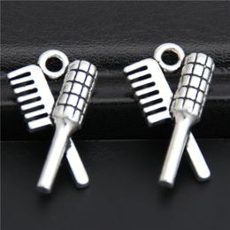 200pcs Silver Colour Hair Comb And Brush Charms Stylist Pendant DIY Jewellery Findings A2862