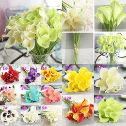 PU Artificial Flowers Calla Lily Bunch Fake Flower Bouquet Table Home Wedding Decoration Fall Decor da127