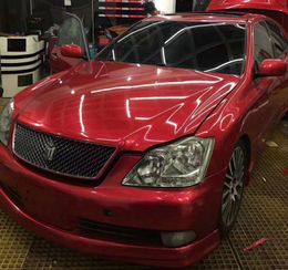 Premium Red Metallic Glossy Glitter Wrap Sticker For Car Wraps Glossy Candy Vinyl Film With Bubble Air Free