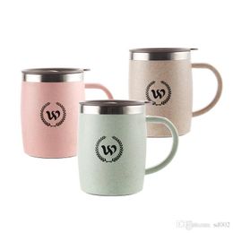 Wheat Stainless steel tea cup Non slip Double deck Office coffee mugs Simplicity student Water tumbler security Healthy eco friendly17 5jxE1