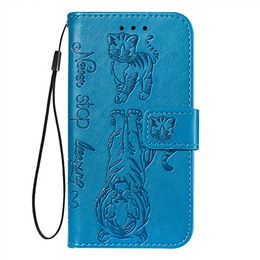 note three Australia - New embossed leather cat and tiger pu+tpu three-card wallet multi-function anti-drop mobile phone case for samsung galaxy A20 M10 Note 10 S9