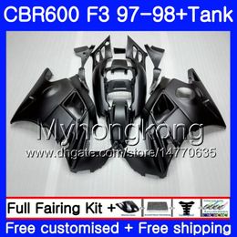 Bodys +Tank For HONDA CBR600FS CBR 600F3 CBR 600 F3 FS 97 98 290HM.49 CBR600RR Matte black full CBR600F3 1997 1998 CBR600 F3 97 98 Fairing