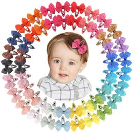 2020 2.75" Hair Bows Snap on Metal Clips No Slip Fully Wrapped Hair Barrettes for Toddlers Girls Kids Women Hair Acces