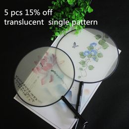 traditional printed Round Fabric Hand held Fan Handles Vintage Chinese Silk Dancing Fans Costume Decorative Prop Fan