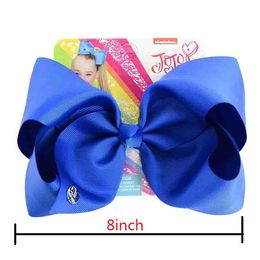 CLASSICAL Jojo Siwa Solid Colour 8 Inch Large Hair Bow Handmade Ribbed Ribbon Bow With Alligator Clip Children hair accessories 12pcs/