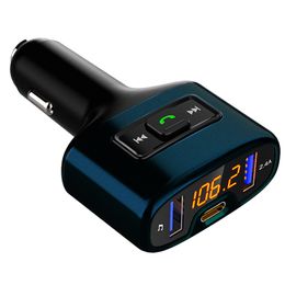 C52S Car charger FM Transmitter modulator MP3 Player Bluetooth Handsfree Calls Built-in PD 18W DAB Digital USB TYPE C Charger Adapter