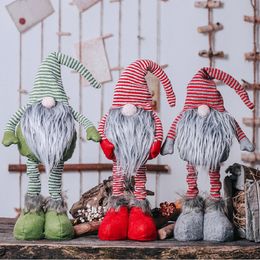 Christmas Decorations Long Legged Swedish Santa Gnome Plush Doll Ornament Handmade Toys Holiday Home Party Kids Gift XD22125